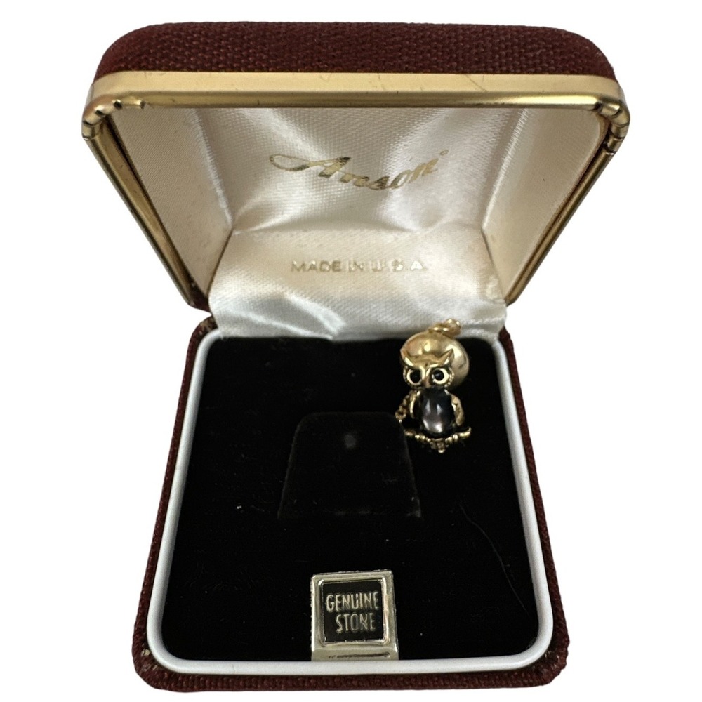 Anson Men's Tie Tack Owl with Purple Stone
